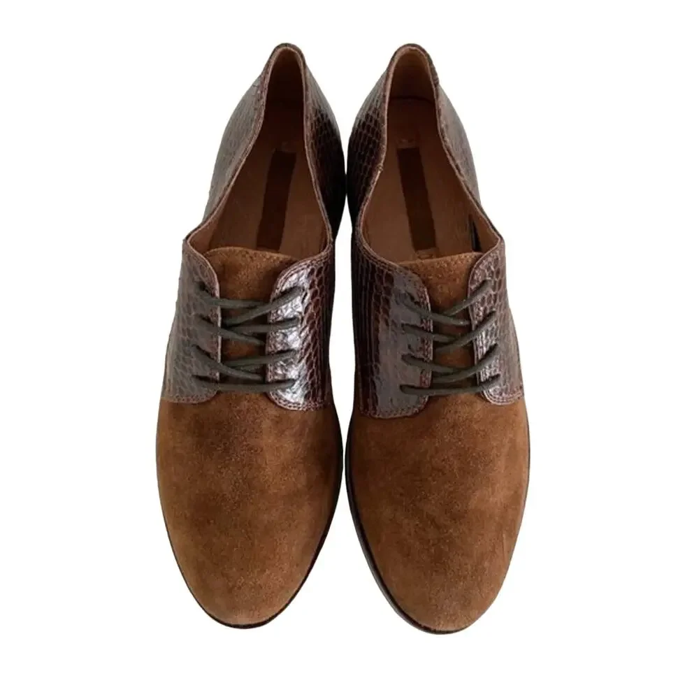 New FRYE Brown Leather Lace Up Oxford Shoes Size 6.5M